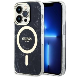 Etui iPhone 14 Pro Max Guess Marble MagSafe czarne