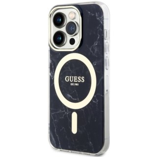 Etui iPhone 14 Pro Max Guess Marble MagSafe czarne