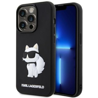 Etui iPhone 14 Pro Max Karl Lagerfeld czarne Rubber Choupette 3D