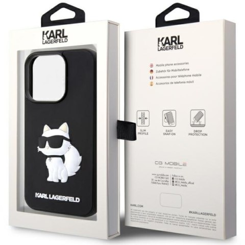 Etui na telefon iPhone 14 Pro Max Karl Lagerfeld Choupette 3D czarne