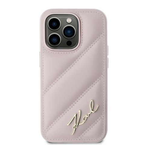 Etui na telefon iPhone 14 Pro Max Karl Lagerfeld różowe Diagonal Quilted