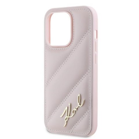 Etui na telefon iPhone 14 Pro Max Karl Lagerfeld różowe Diagonal Quilted