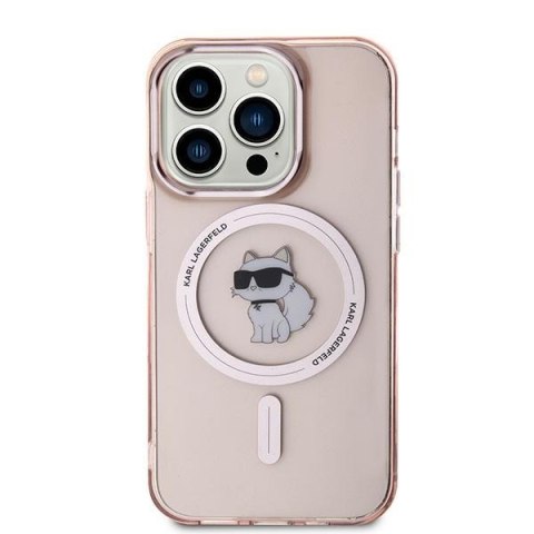 Etui na telefon iPhone 14 Pro Max Karl Lagerfeld Choupette MagSafe różowe