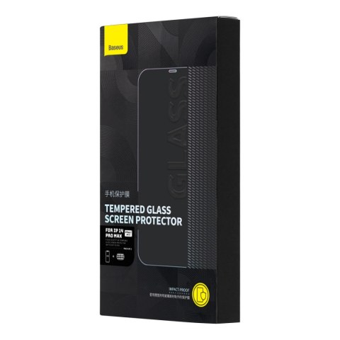 Szkło hartowane iPhone 14 Pro Max Baseus 0.3mm Glass z filtrem przeciwpyłowym + ramka montażowa