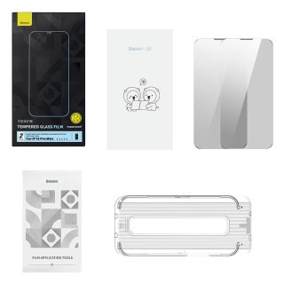 Szkło hartowane prywatyzujące Baseus Crystal Series Apple iPhone 14 Pro Max (2 szt.) + zestaw czyszczący + zestaw instalacji