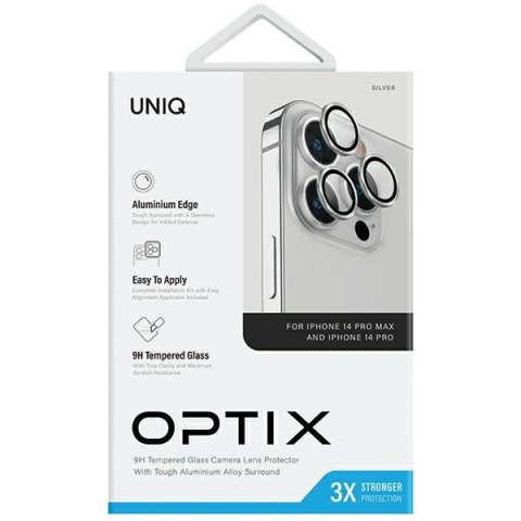 Szkło na obiektyw iPhone 14 Pro/Pro Max UNIQ Optix Aluminium srebrne