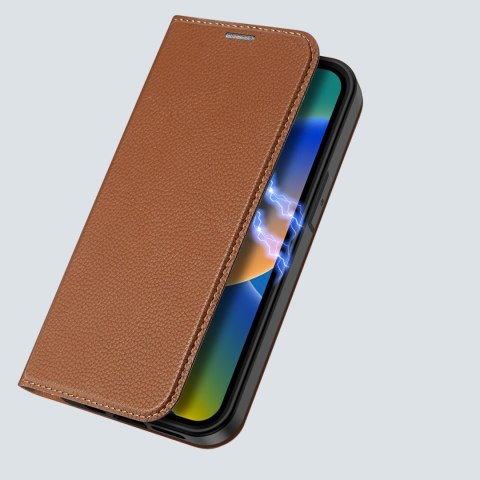 Etui na telefon iPhone 14 Pro Dux Ducis Skin X2 brązowy skórzany