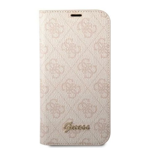 Etui na telefon iPhone 14 Pro Guess GUBKP14LHG4SHP różowy book 4G