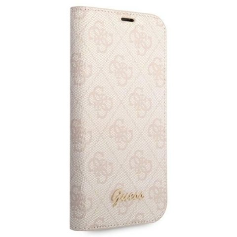 Etui na telefon iPhone 14 Pro Guess GUBKP14LHG4SHP różowy book 4G