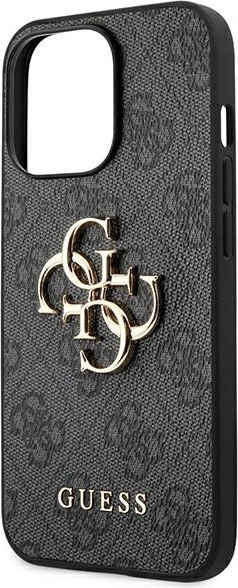 Etui na telefon iPhone 14 Pro Guess szare hardcase z metalowym logo