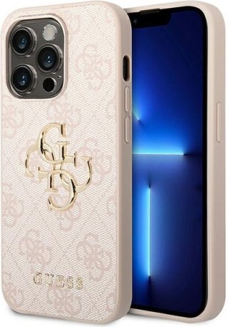 Etui na telefon iPhone 14 Pro Guess różowe hardcase z logo 4G