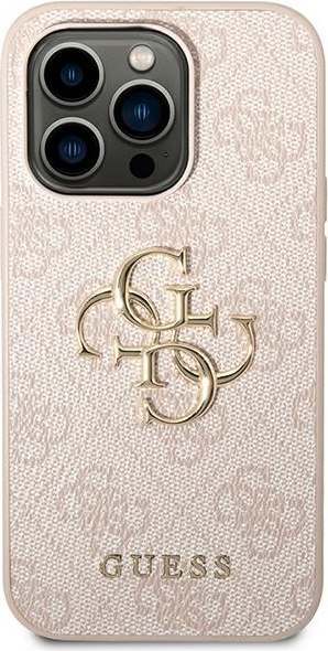 Etui na telefon iPhone 14 Pro Guess różowe hardcase z logo 4G