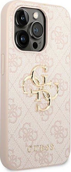 Etui na telefon iPhone 14 Pro Guess różowe hardcase z logo 4G