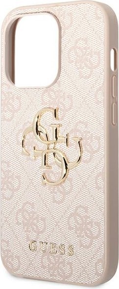 Etui na telefon iPhone 14 Pro Guess różowe hardcase z logo 4G