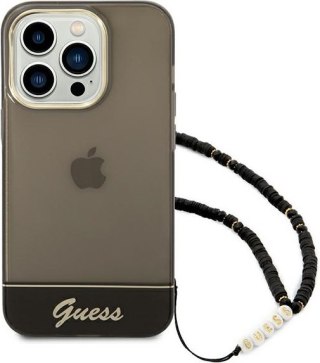 Etui na telefon iPhone 14 Pro Guess czarne hardcase z paskiem Pearl