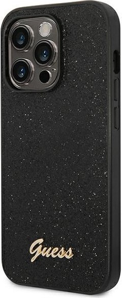 Etui na telefon iPhone 14 Pro Guess czarne hardcase Glitter Script