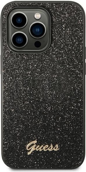 Etui na telefon iPhone 14 Pro Guess czarne hardcase Glitter Script