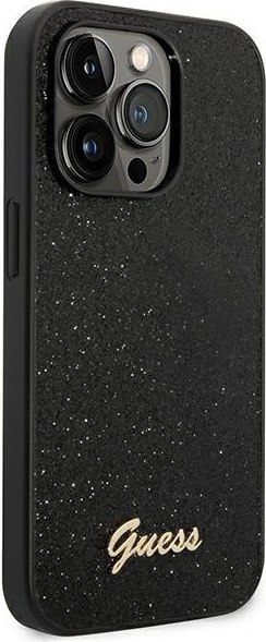 Etui na telefon iPhone 14 Pro Guess czarne hardcase Glitter Script