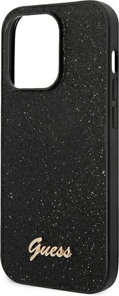 Etui na telefon iPhone 14 Pro Guess czarne hardcase Glitter Script