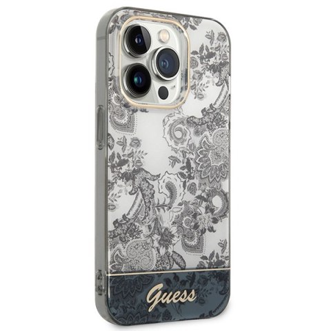 Etui na telefon iPhone 14 Pro Guess szare hardcase Porcelain Collection