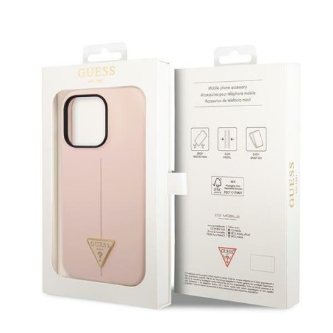 Etui na telefon iPhone 14 Pro Guess różowe hardcase Silicone Triangle