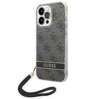 Etui na telefon iPhone 14 Pro Guess 4G Print Strap czarne