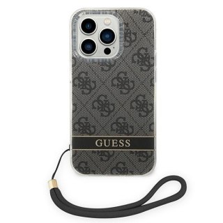 Etui na telefon iPhone 14 Pro Guess 4G Print Strap czarne