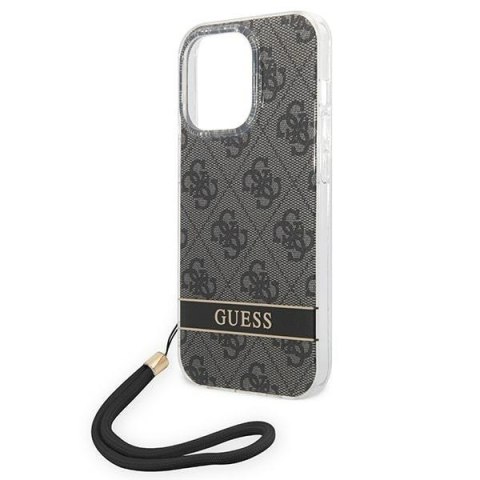 Etui na telefon iPhone 14 Pro Guess 4G Print Strap czarne