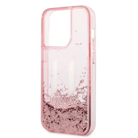 Etui na telefon iPhone 14 Pro Karl Lagerfeld różowe hardcase Liquid Glitter