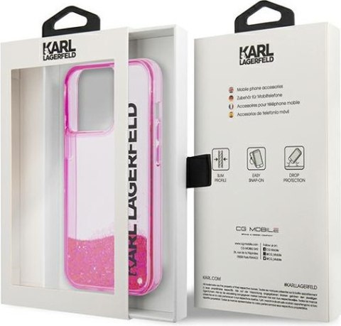 Etui na telefon iPhone 14 Pro Karl Lagerfeld różowe hardcase Glitter