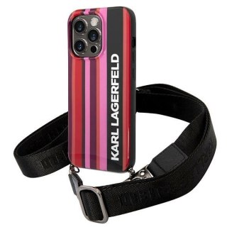 Etui na telefon iPhone 14 Pro Karl Lagerfeld różowe hardcase Stripes