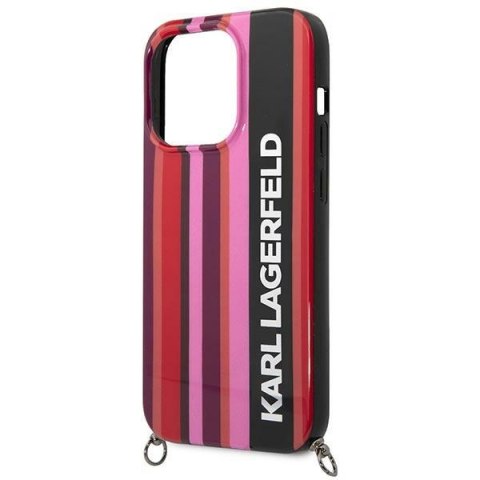 Etui na telefon iPhone 14 Pro Karl Lagerfeld różowe hardcase Stripes