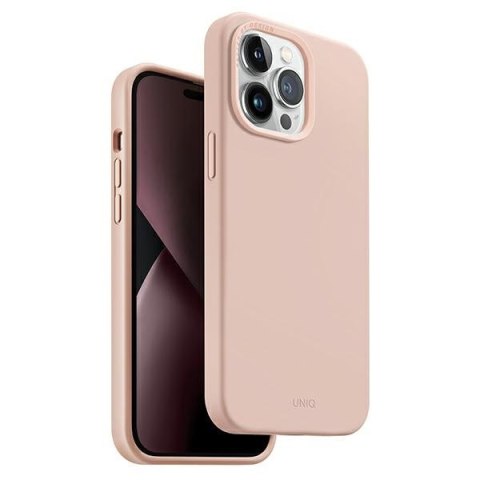 Etui na telefon iPhone 14 Pro UNIQ Lino różowy - elegancka ochrona