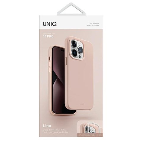 Etui na telefon iPhone 14 Pro UNIQ Lino różowy - elegancka ochrona