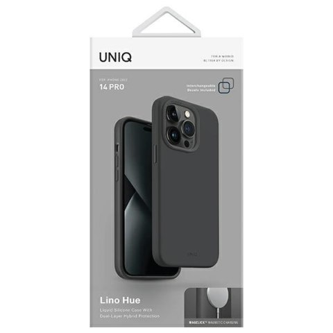 Etui na telefon iPhone 14 Pro UNIQ Lino Hue szary - eleganckie i trwałe