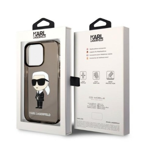 Etui na telefon iPhone 14 Pro Karl Lagerfeld czarne hardcase Ikonik