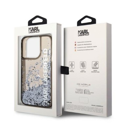 Etui na telefon iPhone 14 Pro Karl Lagerfeld czarne hardcase Liquid Glitter