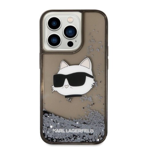 Etui na telefon iPhone 14 Pro Karl Lagerfeld Choupette Glitter czarne