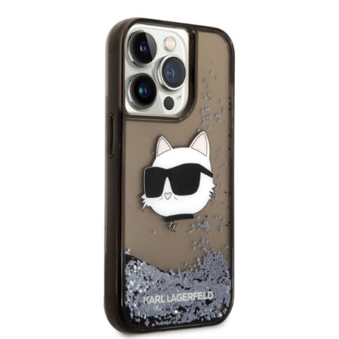 Etui na telefon iPhone 14 Pro Karl Lagerfeld Choupette Glitter czarne