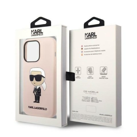 Etui na telefon iPhone 14 Pro Karl Lagerfeld różowe silikonowe hardcase