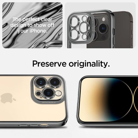 Etui na telefon iPhone 14 Pro Spigen Optik Crystal szare chromowane