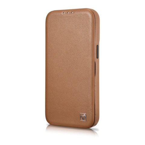 Etui iPhone 14 Pro iCarer CE Premium Leather Folio MagSafe brązowe