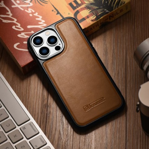 Etui iPhone 14 Pro iCarer Leather Oil Wax MagSafe jasnobrązowe