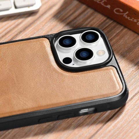 Etui iPhone 14 Pro iCarer Leather Oil Wax MagSafe jasnobrązowe