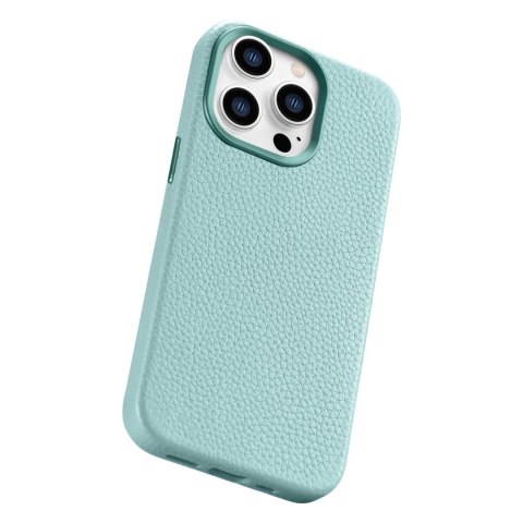 Etui na telefon iPhone 14 Pro iCarer Litchi Premium Leather MagSafe zielone