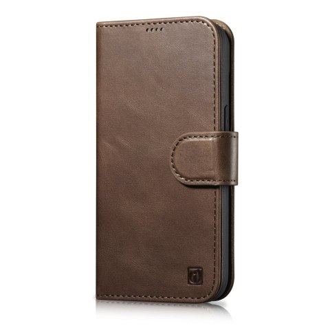 Etui na telefon iPhone 14 Pro iCarer Oil Wax Wallet Anti-RFID brązowe