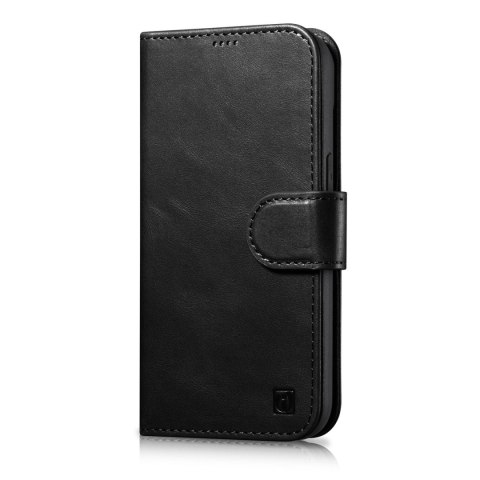 Etui iPhone 14 Pro iCarer Oil Wax Wallet Anti-RFID 2in1 czarne