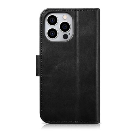 Etui iPhone 14 Pro iCarer Oil Wax Wallet Anti-RFID 2in1 czarne