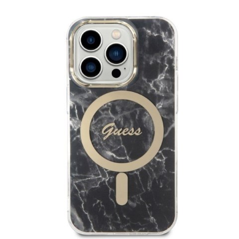 Etui na telefon Guess Marble MagSafe + ładowarka bezprzewodowa iPhone 14 Pro