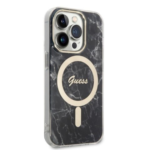 Etui na telefon Guess Marble MagSafe + ładowarka bezprzewodowa iPhone 14 Pro